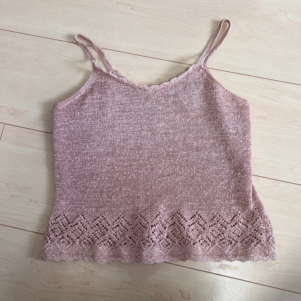 The Work Connection Vintage Crochet Cami Tank Top Sz M Pink